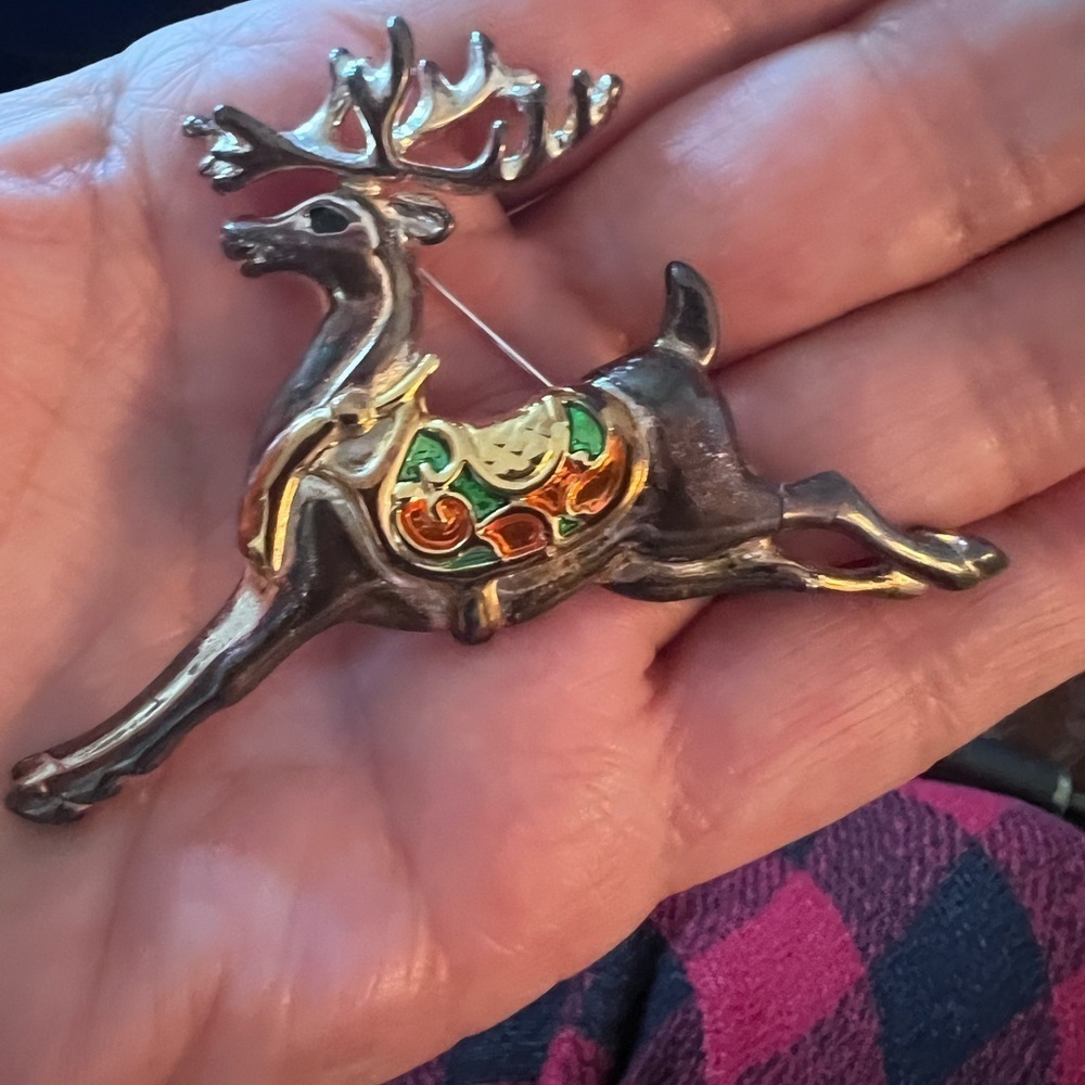 Vintage Dane craft Reindeer Brooch 1970s